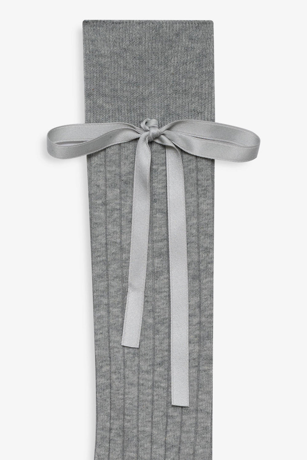 Women Knee-High Bow Socks - Grey