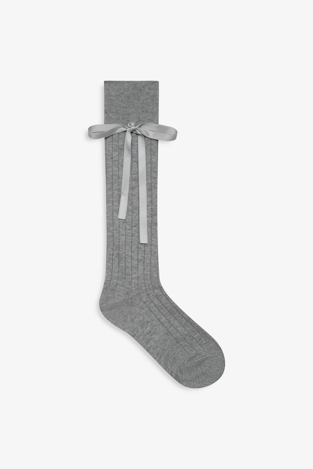 Women Knee-High Bow Socks - Grey