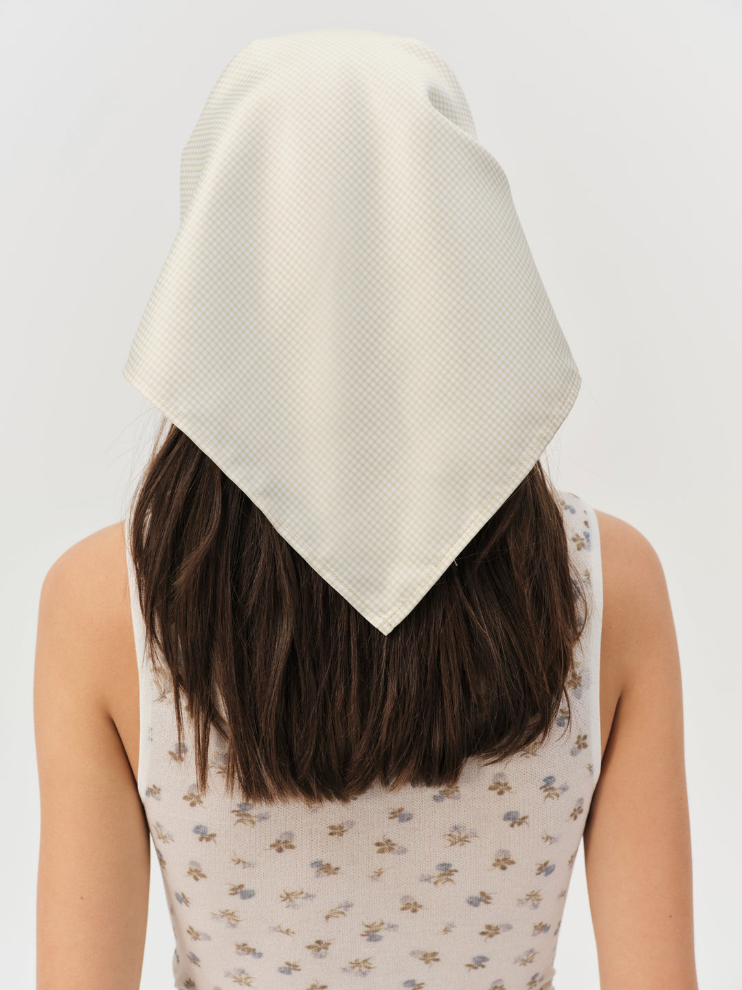 Women Sandra Gingham Headscarf - Tan