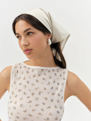 Women Sandra Gingham Headscarf - Tan