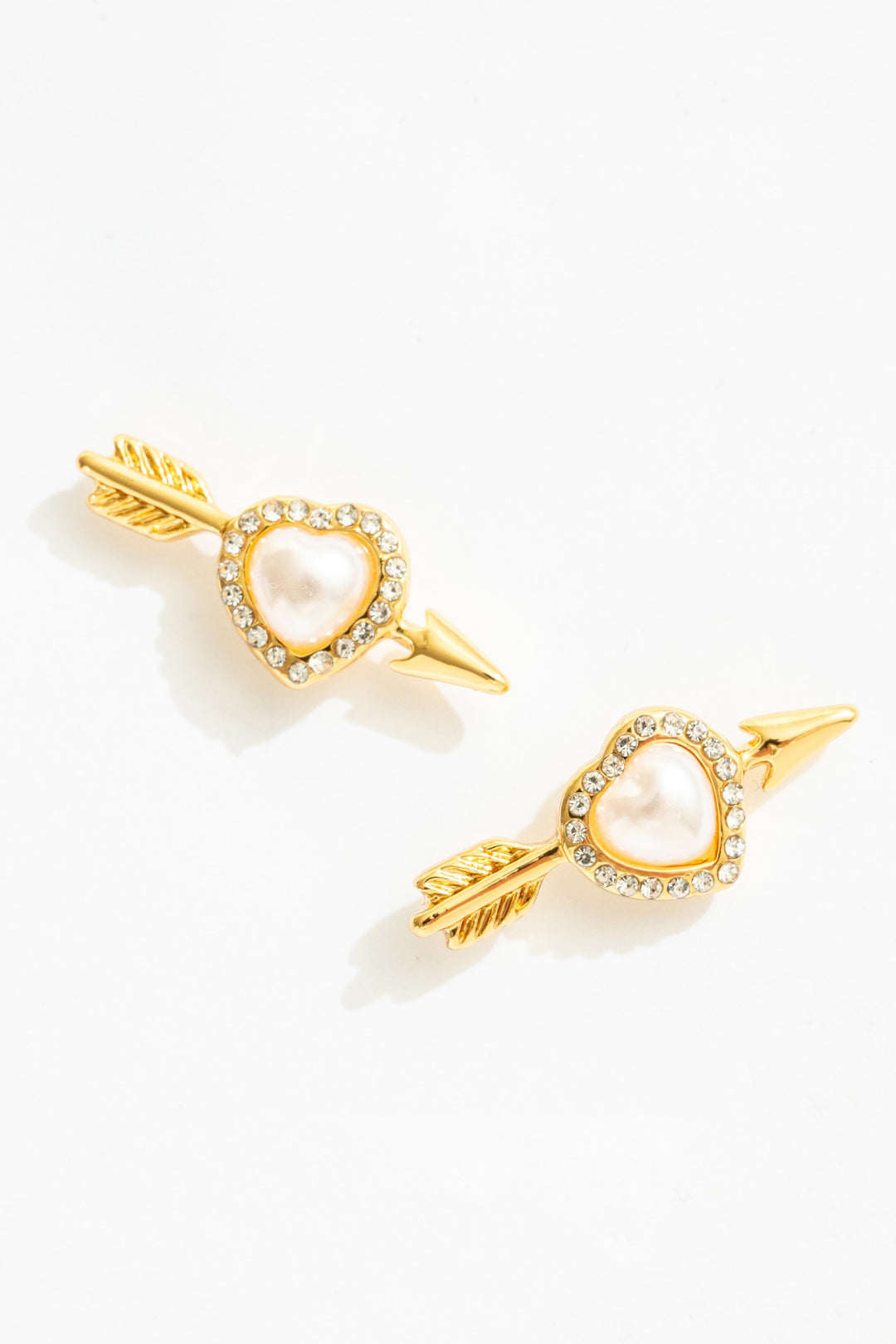 Women Cupid Heart Stud Earrings - White