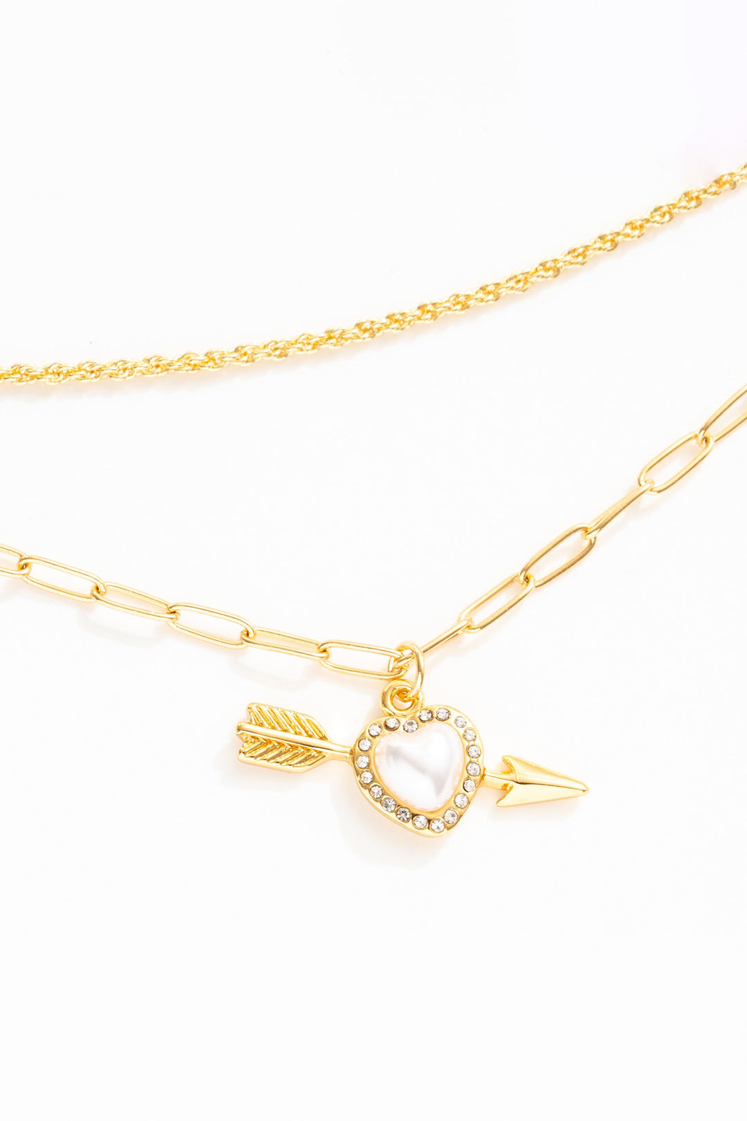 Women Cupid Heart Necklace - White