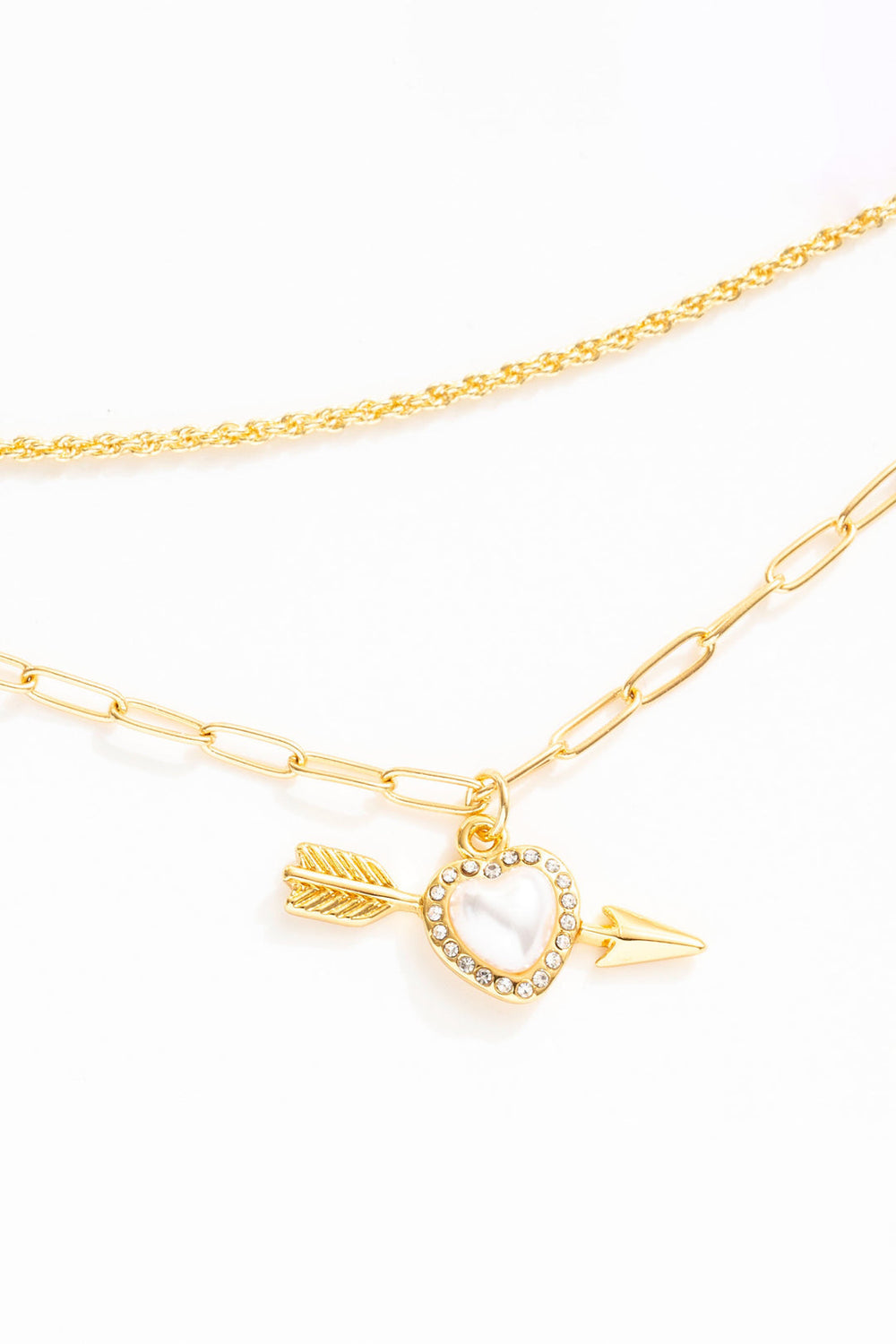 Women Cupid Heart Necklace - White