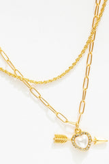 Women Cupid Heart Necklace - White