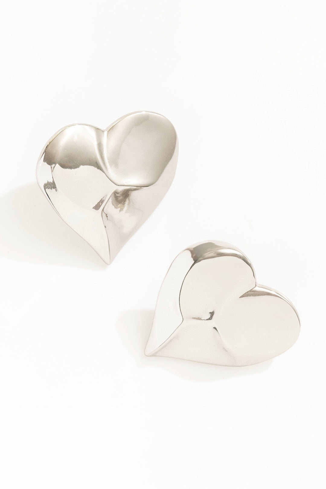 Women Cross Your Heart Stud Earrings - Silver