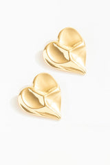 Women Cross Your Heart Stud Earrings - Gold