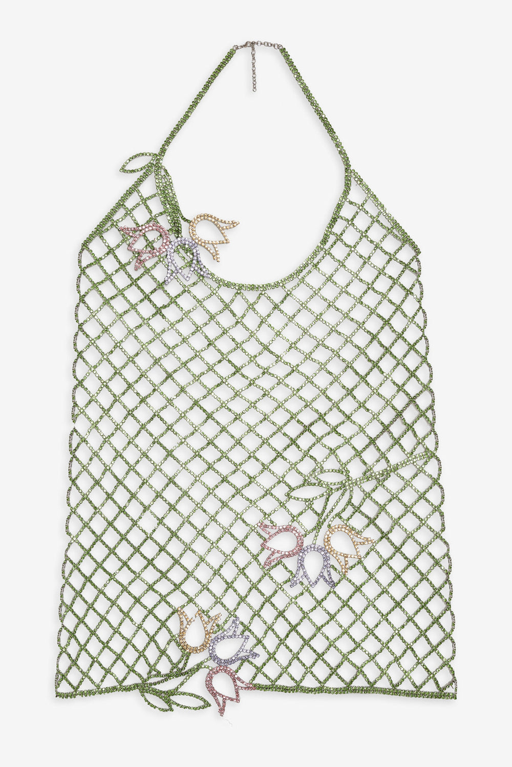 Women Tulip Grid Rhinestone Dress - Green