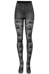 Women Floral Knit Tights - Black
