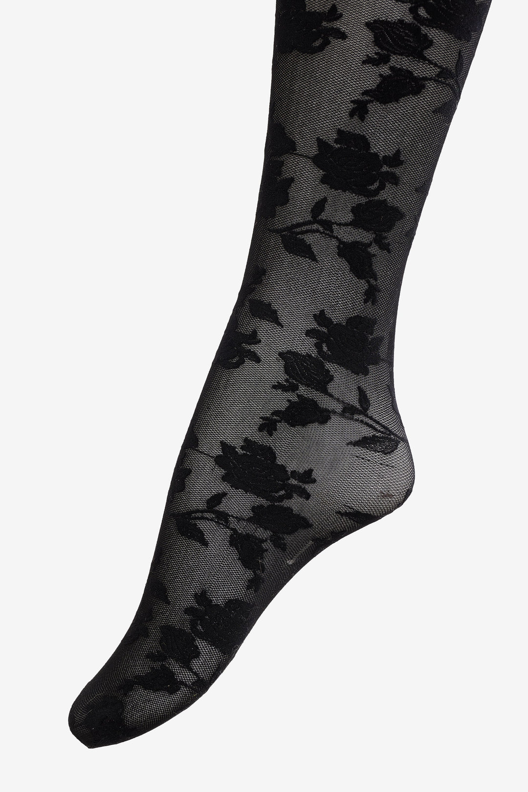 Women Floral Knit Tights - Black