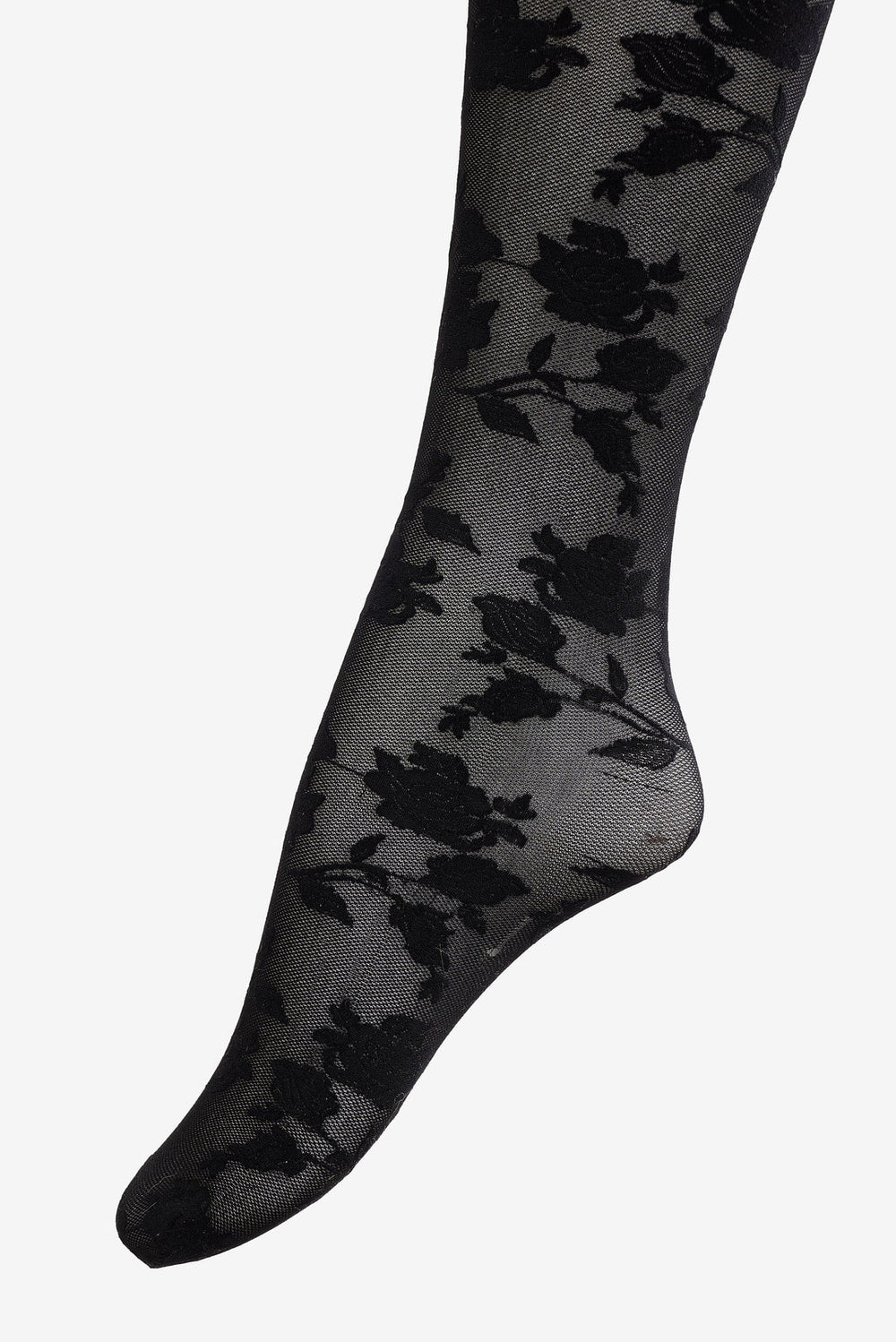 Women Floral Knit Tights - Black