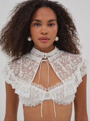 Women Layer Cake Chiffon Collar - White