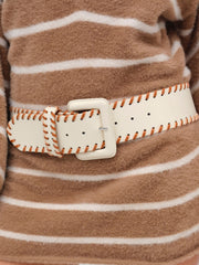 Women Wide Stitch Belt - Cream