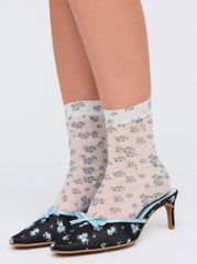 Women Floral Socks - Blue