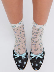 Women Floral Socks - Blue