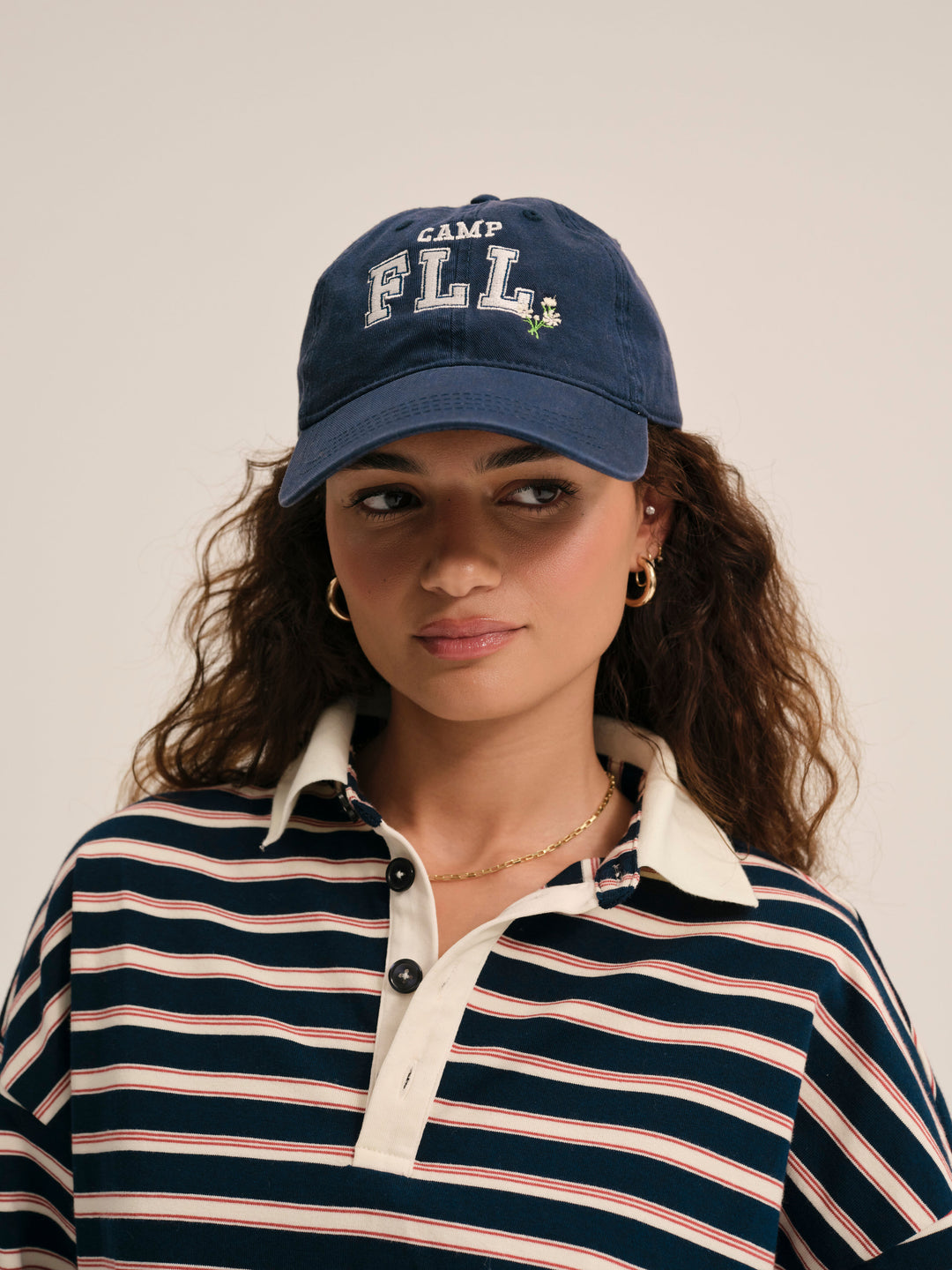 Women Camp Embroidered Baseball Cap - Navy
