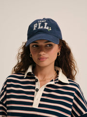 Women Camp Embroidered Baseball Cap - Navy