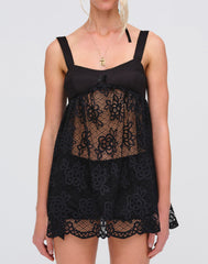Women Sonnet Lace Babydoll Set - Black
