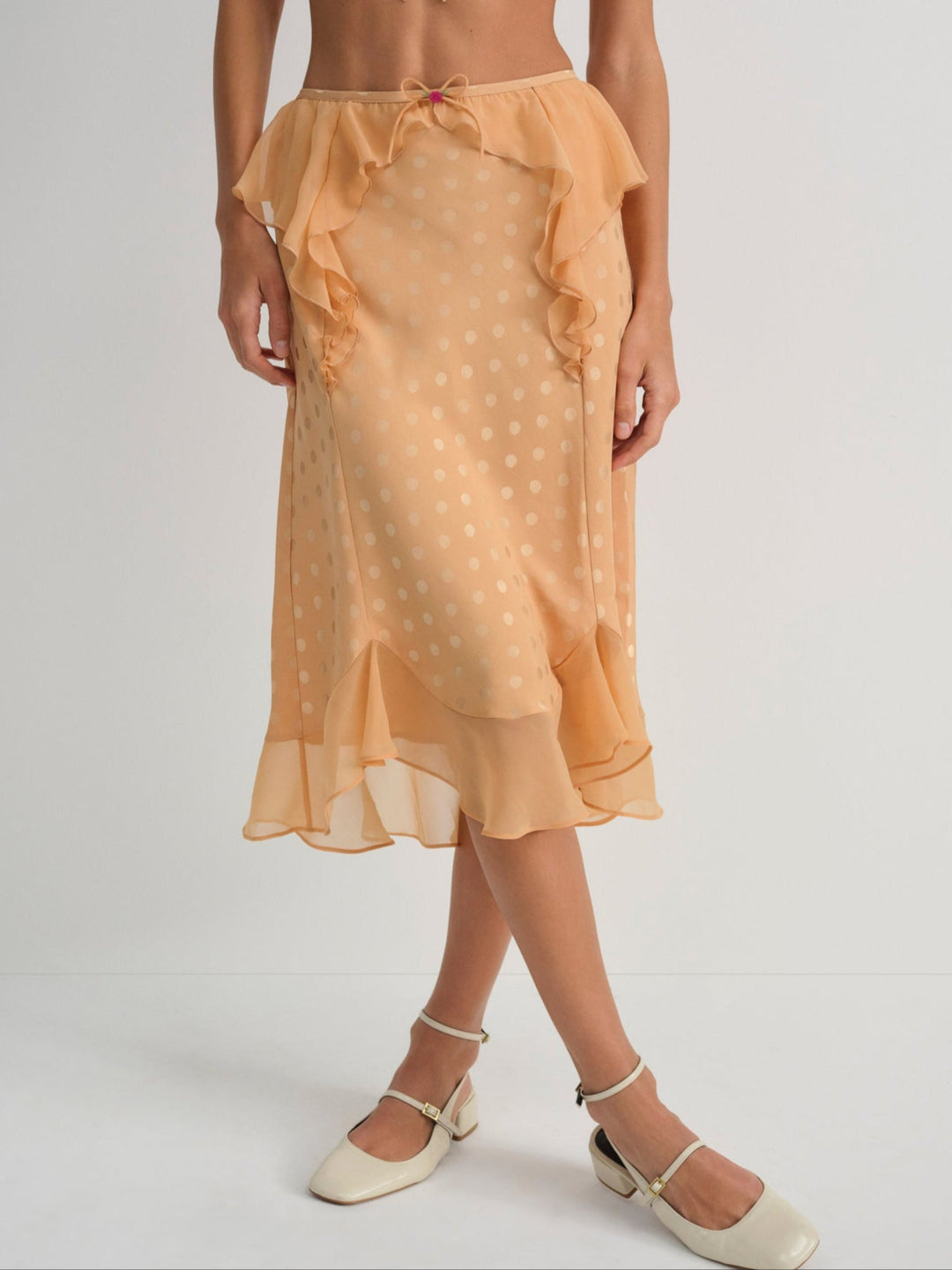 Women Glimmer Rosebud Midi Skirt - Rose Gold