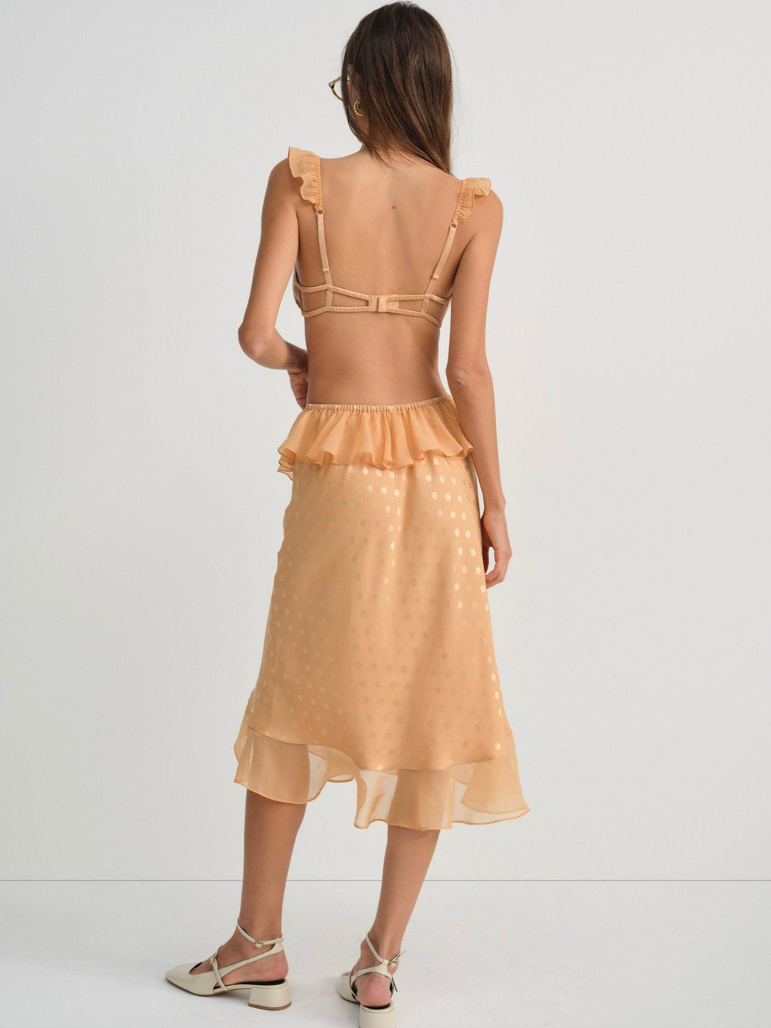 Women Glimmer Rosebud Midi Skirt - Rose Gold