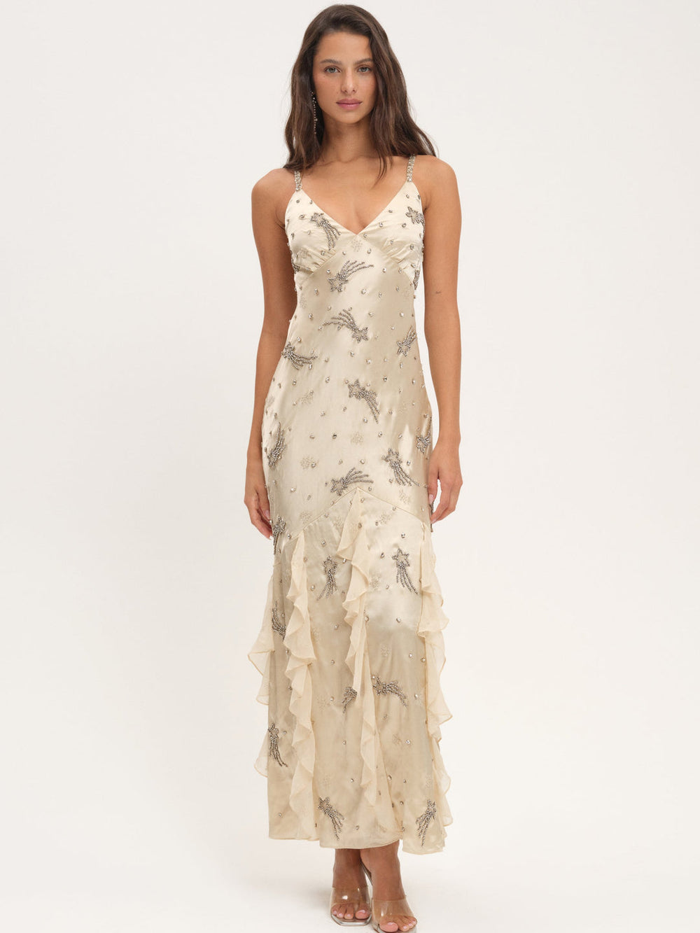 Women Elea Beaded Maxi Dress - Cream