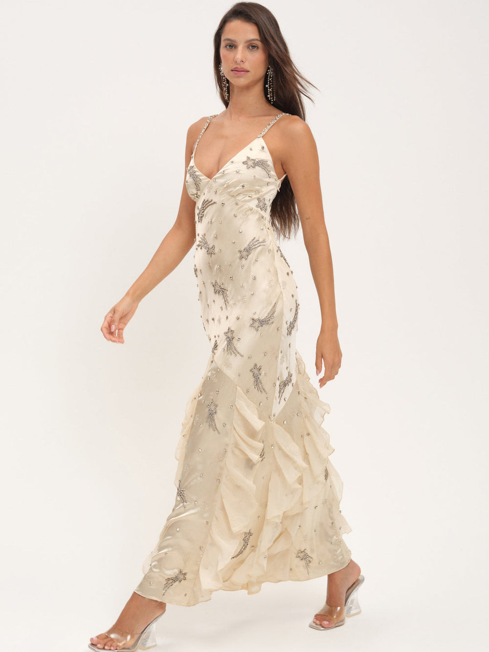 Women Elea Beaded Maxi Dress - Cream