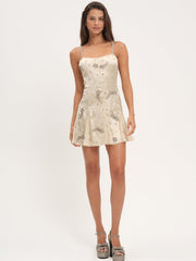Women Shooting Stars Beaded Mini Dress - Cream