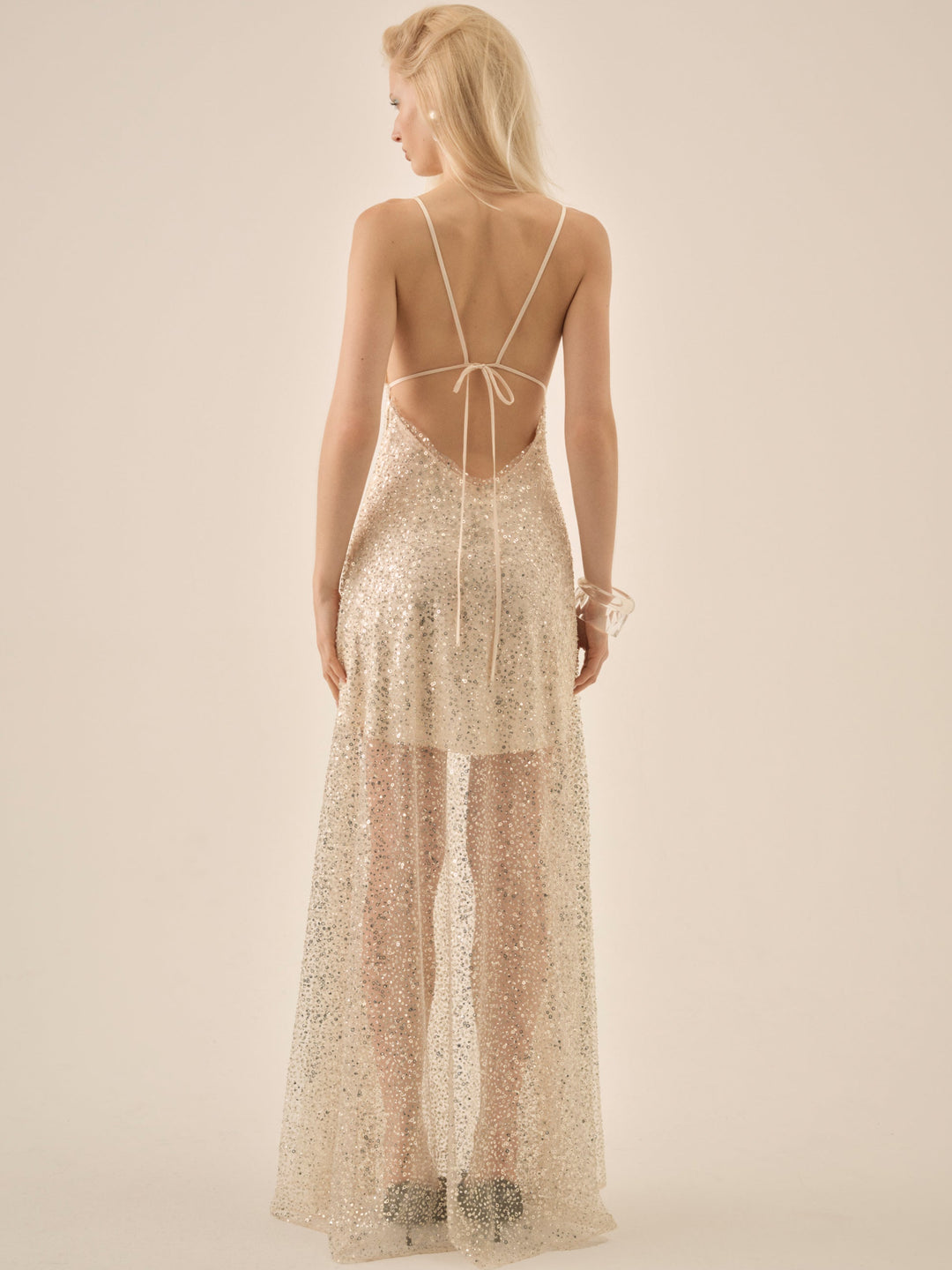 Women Clara Crystals Maxi Dress - Silver