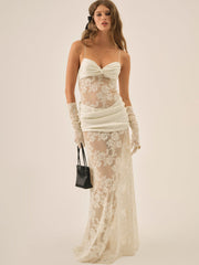 Women Daisy Lace Gown - Cream
