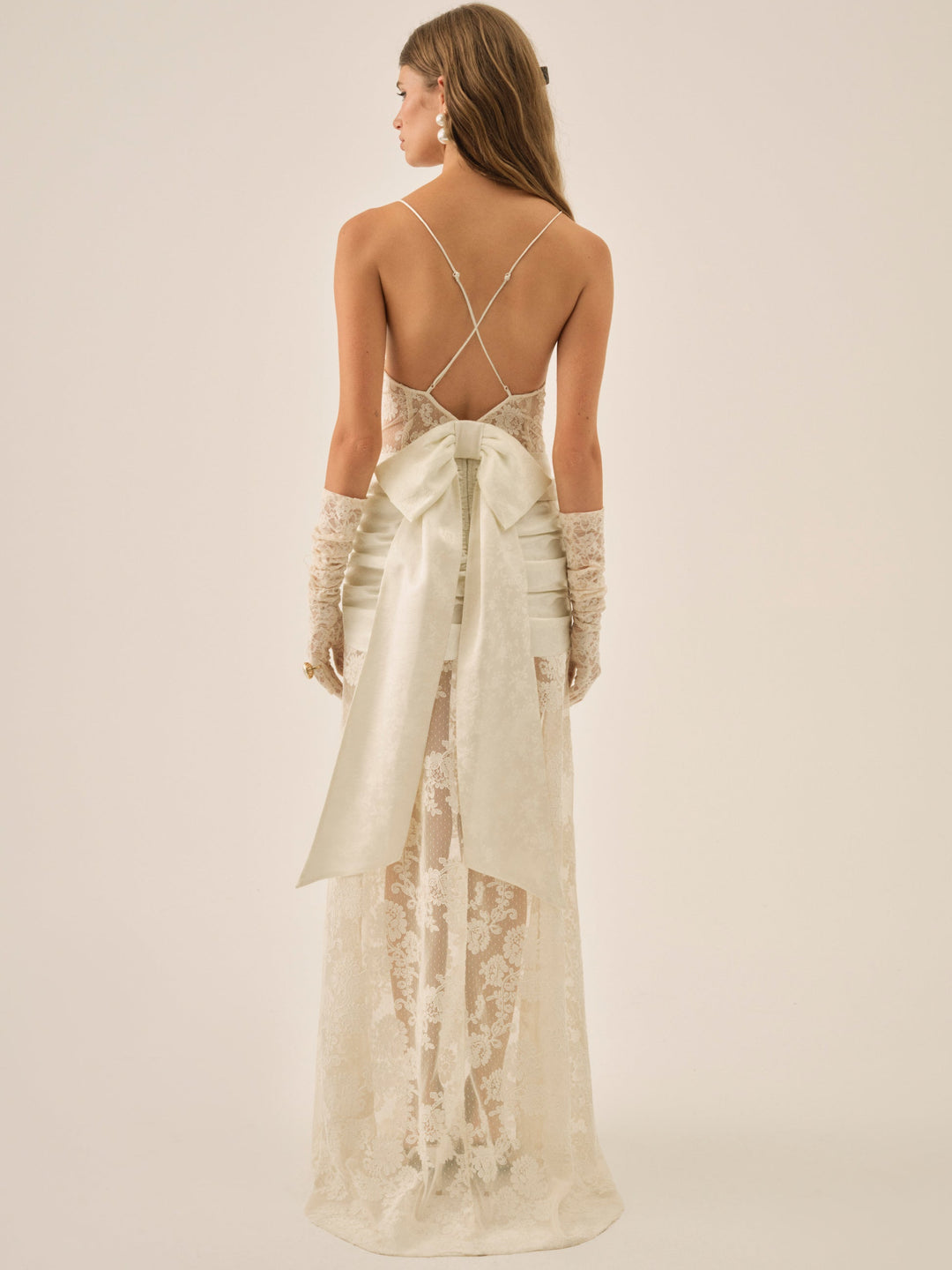 Women Daisy Lace Gown - Cream