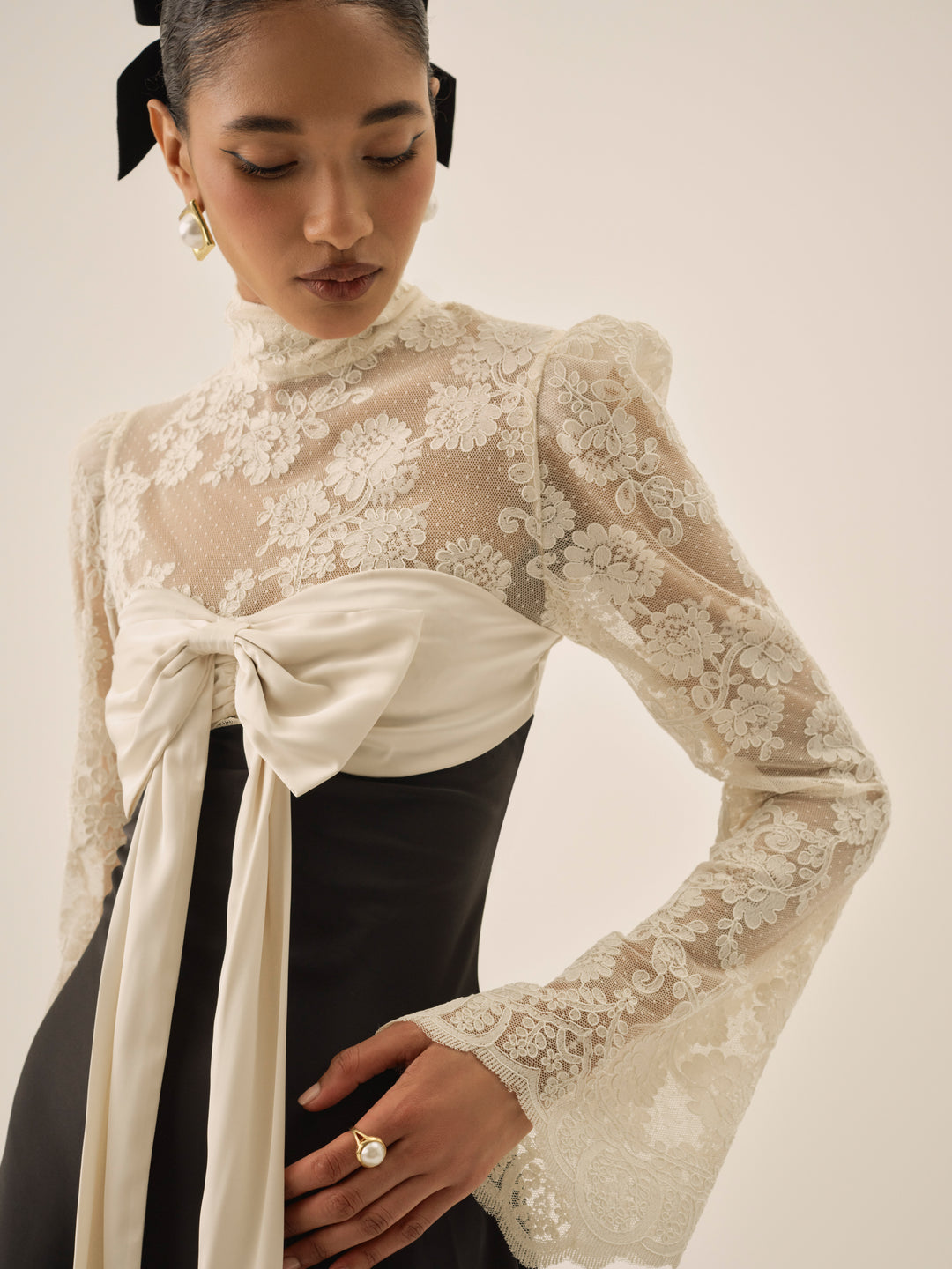 Women Grace Lace Mini Dress - Cream