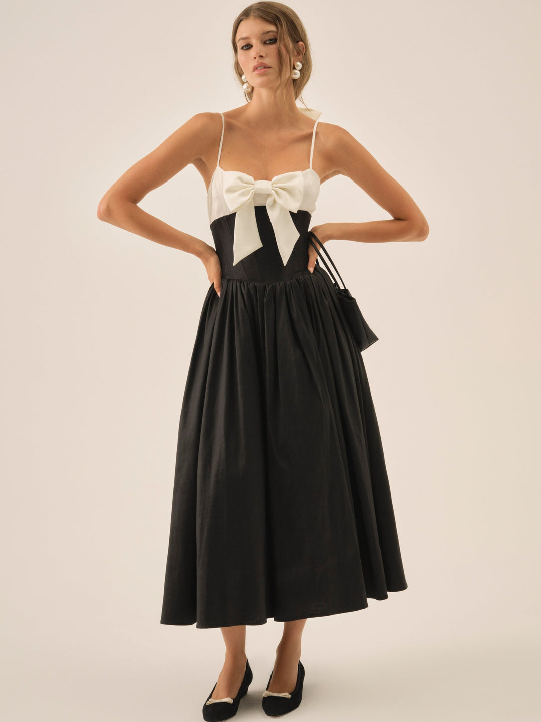Women Emalie Taffeta Midi Dress - Black