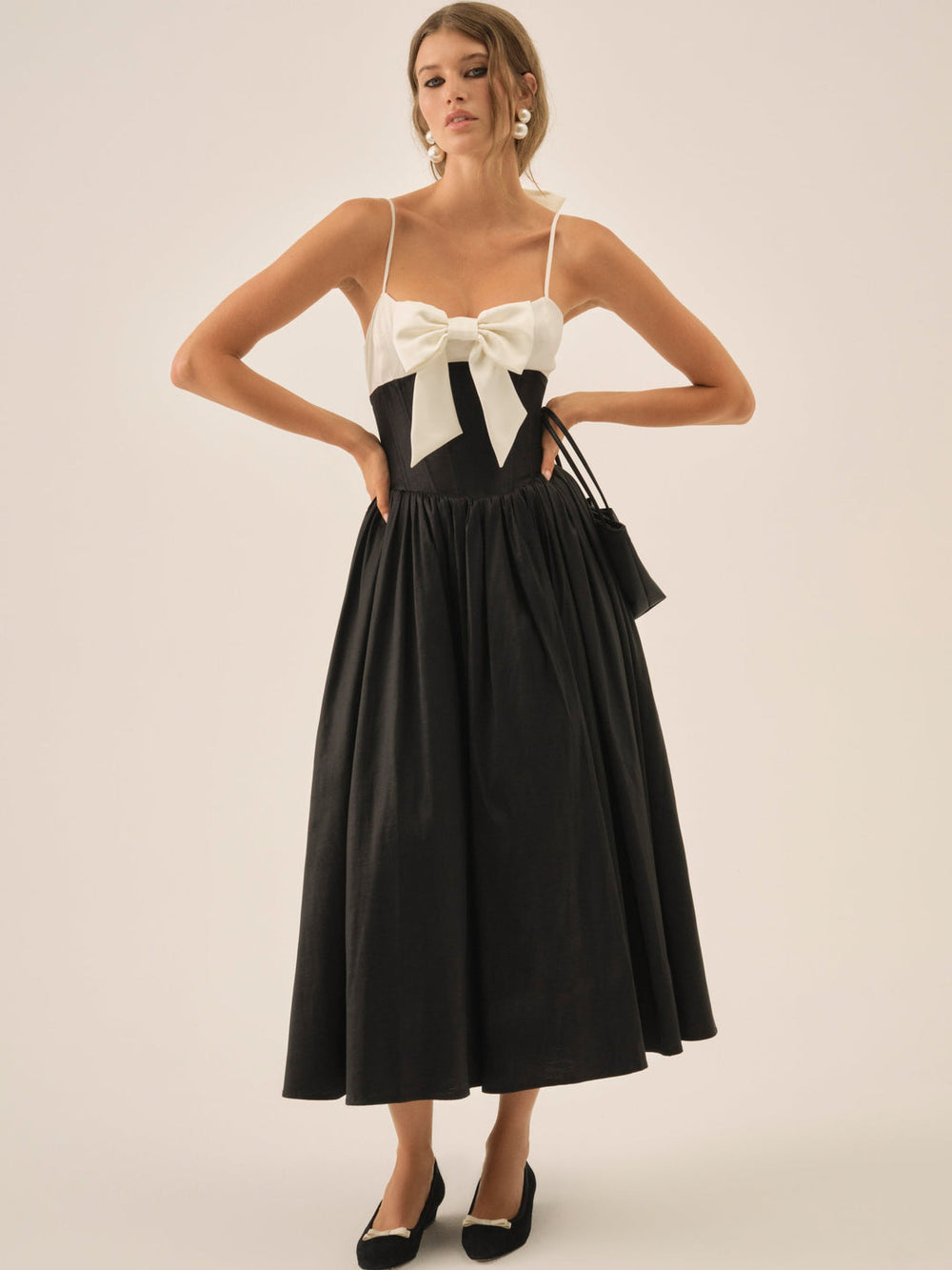 Women Emalie Taffeta Midi Dress - Black