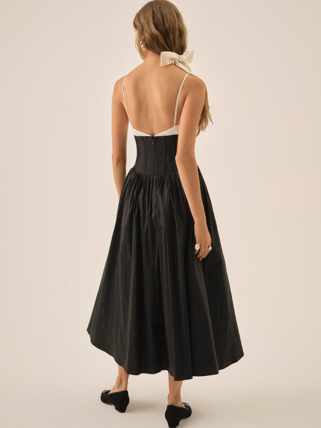 Women Emalie Taffeta Midi Dress - Black