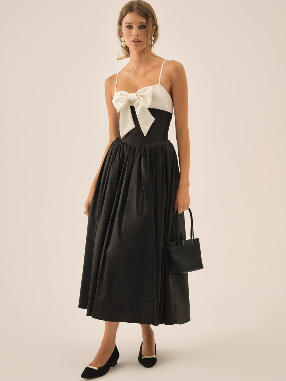 Women Emalie Taffeta Midi Dress - Black