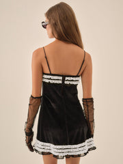 Women Claire Velvet Mini Dress - Black