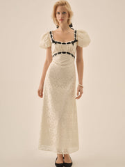 Women Creampuff Lace Maxi Dress - Cream