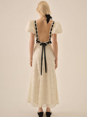 Women Creampuff Lace Maxi Dress - Cream