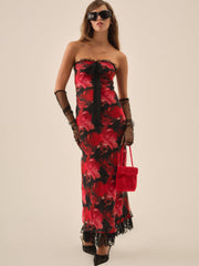 Women Dark Romance Maxi Dress - Red