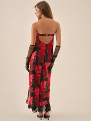 Women Dark Romance Maxi Dress - Red