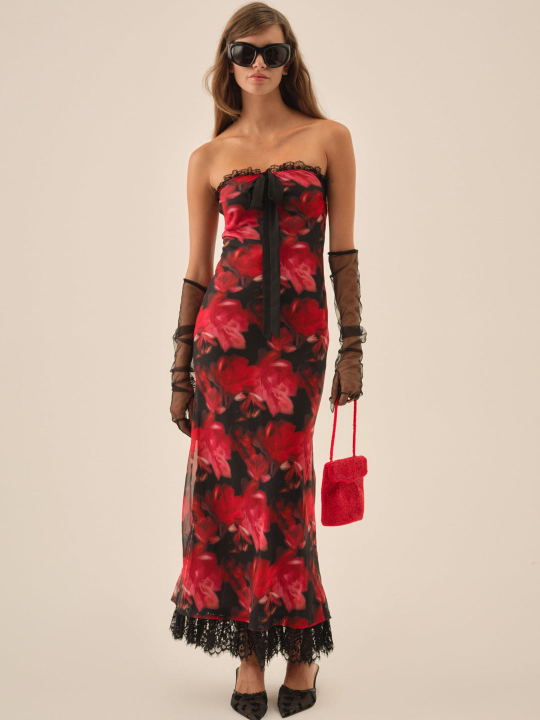 Women Dark Romance Maxi Dress - Red