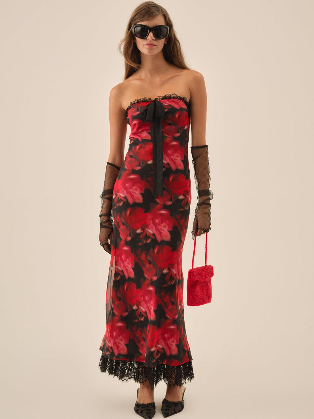 Women Dark Romance Maxi Dress - Red