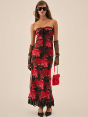 Women Dark Romance Maxi Dress - Red