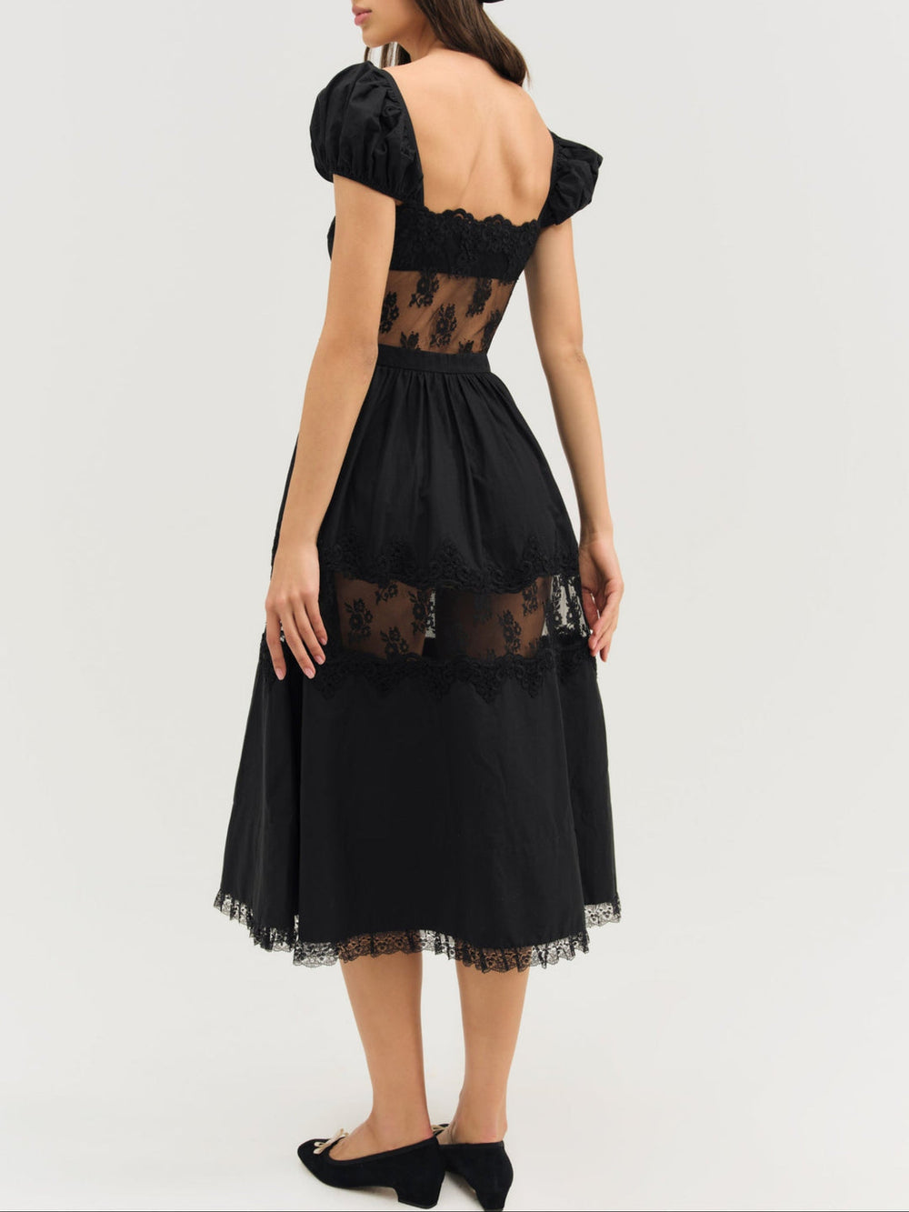 Women Liya Lace Midi Dress - Black
