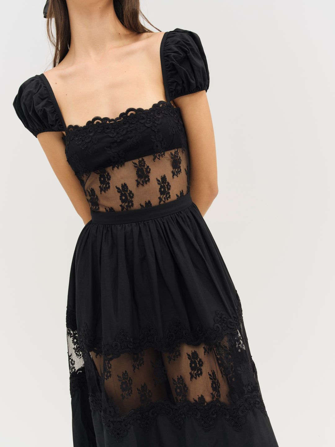 Women Liya Lace Midi Dress - Black