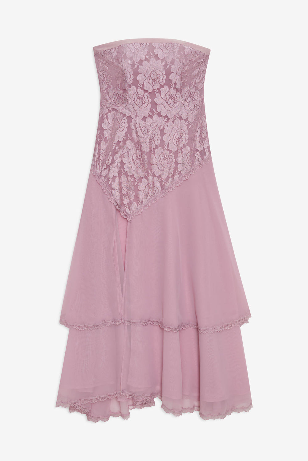 Women Claudia Rose Lace Strapless Midi Dress - Mulberry