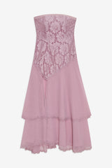 Women Claudia Rose Lace Strapless Midi Dress - Mulberry