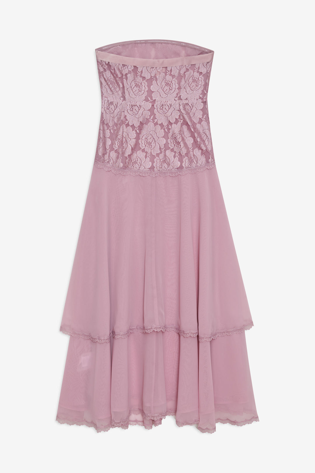 Women Claudia Rose Lace Strapless Midi Dress - Mulberry