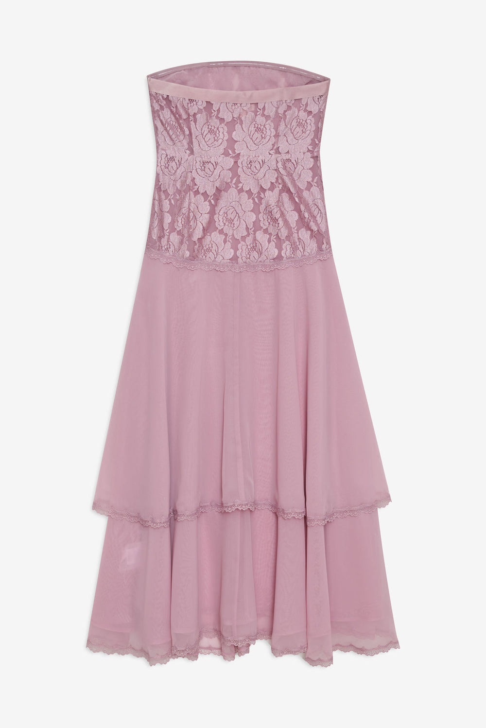 Women Claudia Rose Lace Strapless Midi Dress - Mulberry