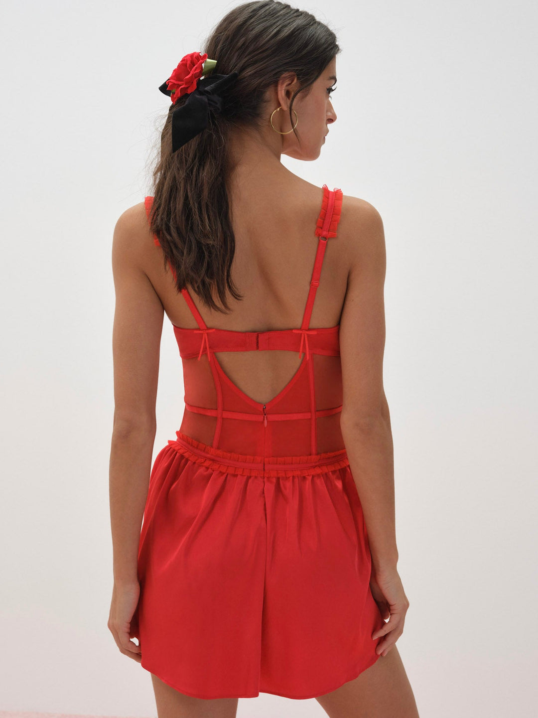 Women Fiona Lace Slip Dress - Red