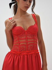 Women Fiona Lace Slip Dress - Red